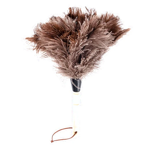 NAFS Fukasse Ostrich Feather Duster 17 Inch Fluffy Natural Dusters Killer With Reusable Wooden Long Handle For Home Dusting Cleaning Supplies