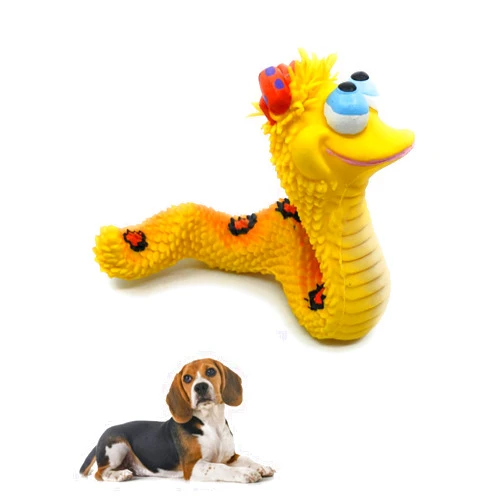 Lucas b Natural Dog Toys Smiley Snake Sensory Squeaky Rubber Dog Toy for Small & Medium Dogs (yellow) Natural Rubber (Latex) Lead Chemical-Free Complies with Same Safety Standards as Children's Toys Soft Unstuffed