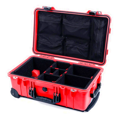 Pelican Red & Black Pelican 1510 case with TrekPak dividers & mesh lid Organizer.