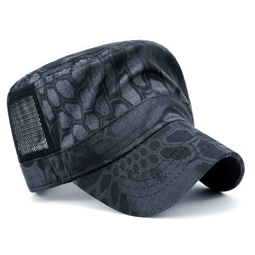 REDSHARKS Mesh Camo Cadet Cap Adjustable USA American Flag Military Hat Flat Top Baseball Sun Cap