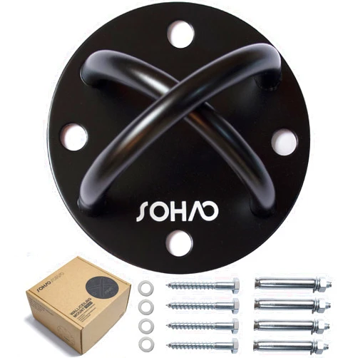 SOHAO Wall Ceiling Mount Bracket for Suspension Straps, Aerial Yoga Swing & Hammock, Gymnastic Rings, Boxing Punching Bags, Body Strength Gym Equipment and Battle Ropes
