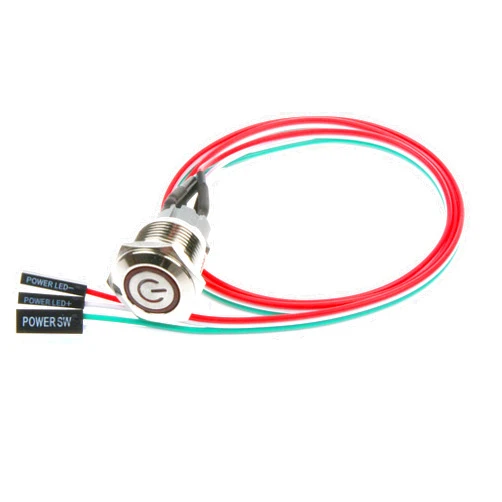NOYITO 16mm Chassis Switch Metal Button Switch with 22inchs Extension Cable Red Yellow Blue Green Switch Symbol Suitable for Computer DIY Switch (16mm, Yellow Symbol)