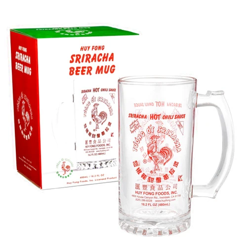 Sriracha2Go - Sriracha Glass Beer Mug, 16.2 Fluid Ounces