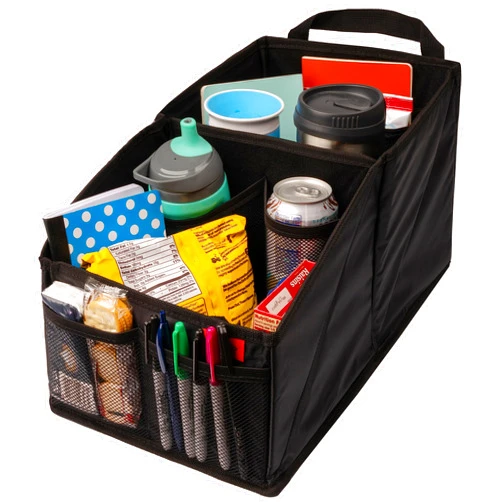 Lusso Gear Car Seat Organizer w/Cup Holders - Back & Front Seat Organizer for Car Seats, Truck & Van - 9 Auto Storage Compartment for Travel, Black Front Seat Car Organizer, Backseat Car Organizer