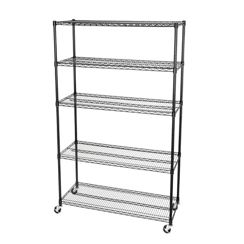 Seville Classics UltraDurable Heavy Duty NSF Solid Steel Wire Rack Storage Unit, Organizer for Garage, Warehouse, Office, Restaurant, Classroom, Kitchen, Black, 5-Tier Shelving, 48