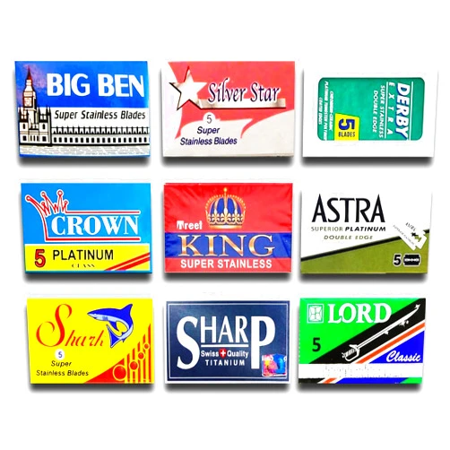 Razor Blades Club Astra-Derby-Shark-Lord-Treet-Sharp-Big Ben 50 Quality Double Edge Razor Blades Sampler (9 different brands)