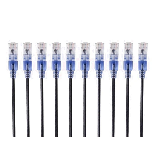 Monoprice Cat6A Ethernet Patch Cable - Snagless RJ45, 550Mhz, 10G, UTP, Pure Bare Copper Wire, 30AWG, 10-Pack, 10 Feet, Black - SlimRun Series