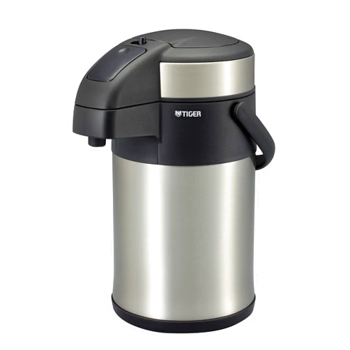 Tiger Thermos MAA-C301XC Hot and Cold Retention, Tabletop, Stainless Steel, Air Pot, Eco-Friendly, 1.0 gal (3.0 L), Clear Stainless Steel