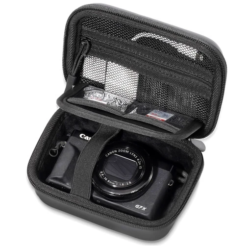 ProCase Hard Shell Digital Camera Case for Canon G7X Mark III Mark II, Sony Cybershot, PowerShot SX740, Ricoh GR III, Kodak Pixpro, Compact 4K Vlogging Small Cameras Travel Carrying Storage Bag -Black