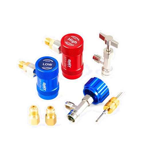 Orion Motor Tech R1234yf Quick Couplers Set, R1234yf Adapter Tool Kit with Self-Sealing & Puncture Can Tap, High & Low R1234yf Couplers Set with Valve Core Remover for 1/4
