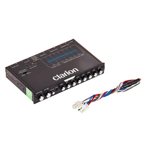Clarion EQS755 7-Band Car Audio Graphic Equalizer with Front 3.5mm Auxiliary Input, Rear RCA Auxiliary Input and High Level Speaker Inputs, BLACK