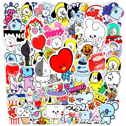 ZCXDF 50 PCS Stickers for BTS Water Bottle,Kpop Stickers Vinyl Waterproof Stickers for Laptop,Bumper,Skateboard,Water Bottles,Computer,Phone,Stickers for Kids Teens Adult