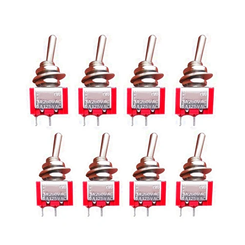 mxuteuk 8pcs SPST Mini Toggle Switch Miniature ON/Off Switch 2 Terminal 2 Position 6A 125V 3A 250V for DIY Car Dash Dashboard Electronic Equipment MTS-101