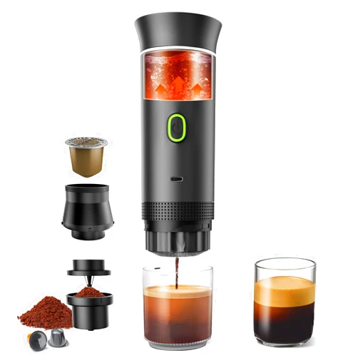 Zordin Portable Electric Espresso Maker, 20 bar Mini Travel Coffee maker, Expresso Coffee Machines with USB-C,3-in-1 Car Coffee Maker Self-Heating, Ground Coffee & Capsule(Ns&DG) for Office, Camping, RV