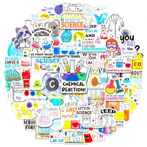 YTSQLER 200 PCS Chemistry Stickers, Funny Laboratory Stickers for Water Bottle Laptop Notebook, Waterproof Chemistry Decals for Teachers Students Kids Teens Adults