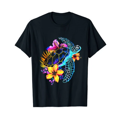 We Love Sea Turtles - Scuba Diving Apparel Co. Sea Turtle Hawaiian Flowers Hawaii Scuba Diving Diver T-Shirt