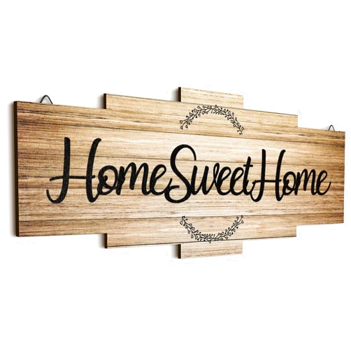 Jetec Home Sweet Home Sign, Rustic Wood Home Wall Decor, Large Farmhouse Home Sign Plaque Wall Hanging Wooden Sign for Bedroom, Living Room, Wall, Wedding Decor (Wood Color)