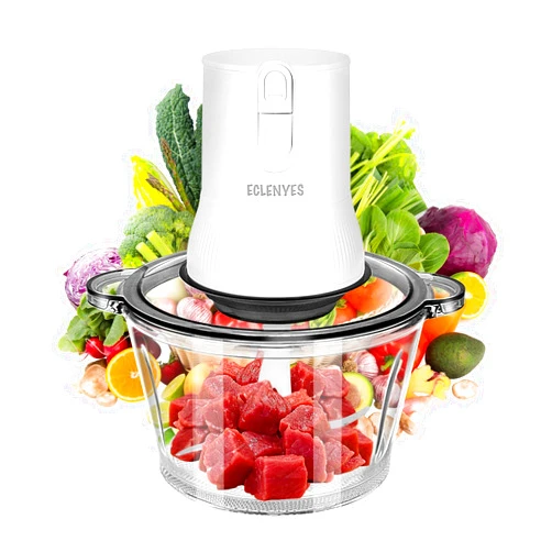 ECLENYES Electric Food Processor, 2L Meat Grinder with 2 Speed Food Chopper & Vegetable Chopper, 8 Cup with Powerful 350W Food Chopper for Vegetables, Fruits, Meat, Nuts, Beans, etc（4 Sharp Blades）