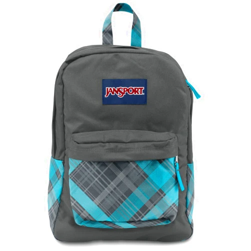 JanSport Superbreak Backpack - Mammoth Blue Sideways Plaid / 16.7H x 13W x 8.5D