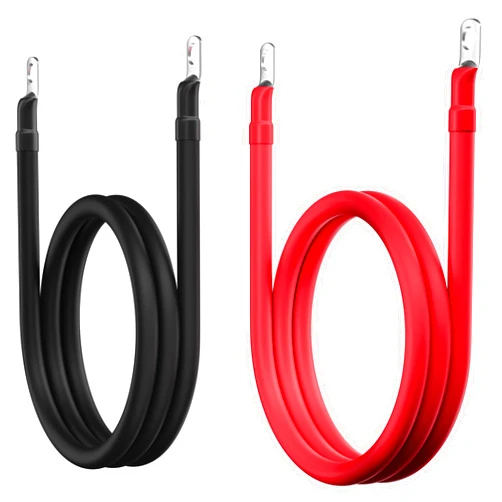 HiFind 2 Gauge AWG Battery Cables 2 Ft Black+2 Ft Red, Pure Copper Power Inverter Wire Set with 3/8 in Lugs Both Ends,High Power Flexible&Durable for Automotive Solar Marine Boat RV Car Motorcycle-UL-Outdoor
