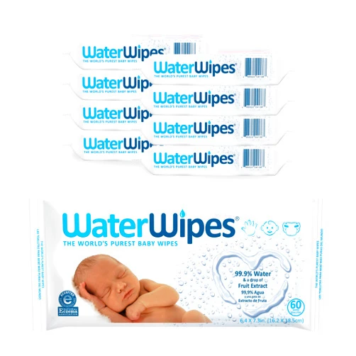 WaterWipes Original Baby Wipes,99.9% Water Based Wipes, Unscented & Hypoallergenic for Sensitive Skin, Diaper Wipe, 480 count (8 packs) 60 Count (Pack of 8)
