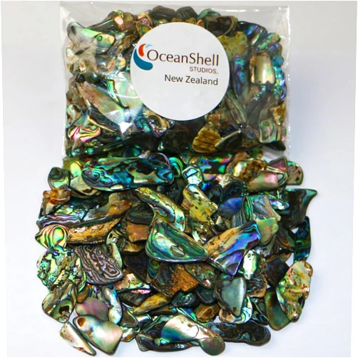 Ocean Shell Studios. Abalone (Pāua) Shell Pieces-2.65oz Pack-for Crafts, Jewelry Making, Resin Art, Inlay, Home Decorations, Fishtank Supplies, DIY Projects - Satin, Fines Size 0.19