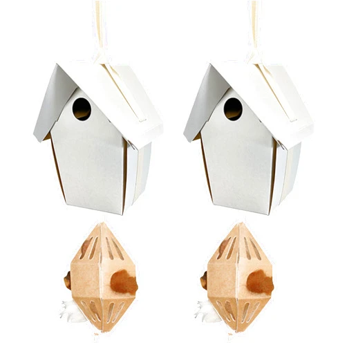 GreenBird Unassembled Wren Houses with Nesting Material Holders, Pack of 2