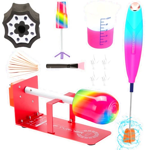 HXH Cup Turner for Crafts Tumbler,Electric Resin Mixer,Tumbler Cup Spinner,Glitter Powder,Epoxy Resin kit for Tumblers for Beginners with Foam