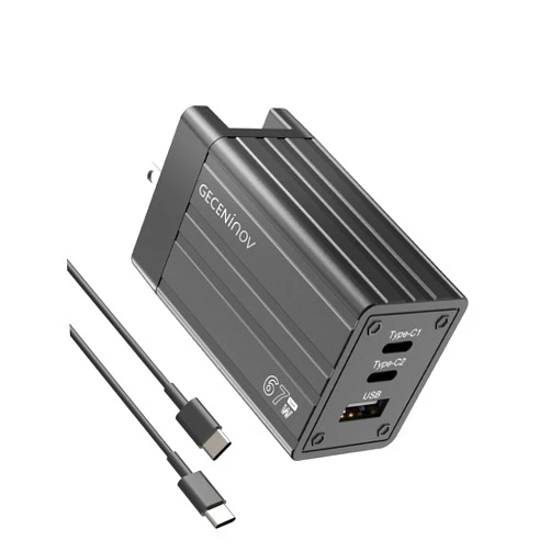 GECENinov USB-C Charger 67W/65W Type C Charging Block GaN III PD&QC 3.0, Wall Charger Block for i-Phone Fast Charging with 3-Ports, Foldable Travel Plug Adapter Charger for iPad MacBook Air/Pro, Laptop Samsung