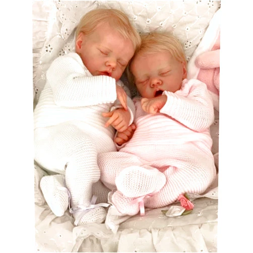 Anano Real Lifelike Twins Boy and Girl, 18Inch Reborn Baby Dolls Full Body Realistic Newborn Baby Dolls Silicone Babies Anatomical Correct Baby Washable Doll All Vinyl Body