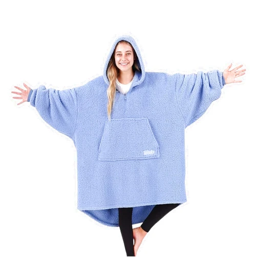 THE COMFY Teddy Bear Quarter Zip - Oversized Wearable Blanket With Hood As Seen On Shark Tank, Sherpa Blanket With Pocket