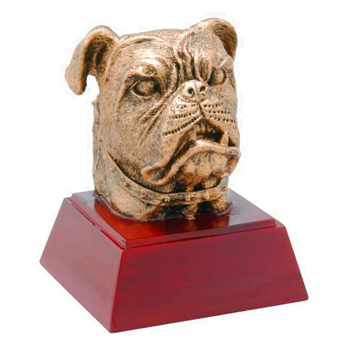Decade Awards Bulldog Trophy - 4 Inch Tall | Engraved Bulldog Mascot Award - Customize Now