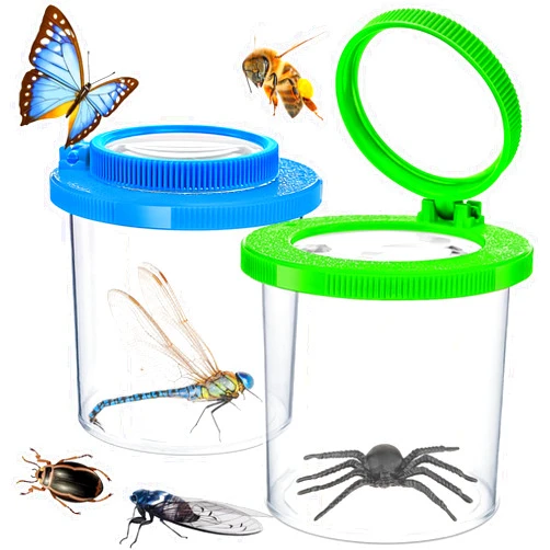TORINALITAL 2PCS Kids Magnifying Insect Viewer Kit - Bug Catcher & Collector with Magnifier & Container
