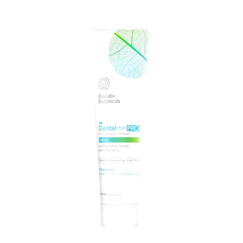 Bio-Botanical Research Biocidin Dentalmin Pro Remineralizing Toothpaste - Fluoride Free, Teeth Whitening Toothpaste - with Enamel-Strengthening Hydroxyapatite & Prebiotic, 5 Botanical Blend (3.4 oz)