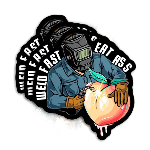 PKAOLER Weld Fast Eat Ass Stickers Funny Blue Collar, Welder, Welding Die-Cut Waterproof Vinyl Sticker for Helmet, Hard Hat Laptop Water Bottle Phone Case Car Decal Birthday Gift (4 Inches)