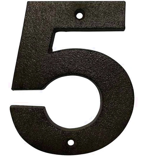 Pristine Address Numbers for House - Cast Iron 5 Inch House Numbers for Outside - Large Black House Numbers & Mailbox Numbers : Door Number 5