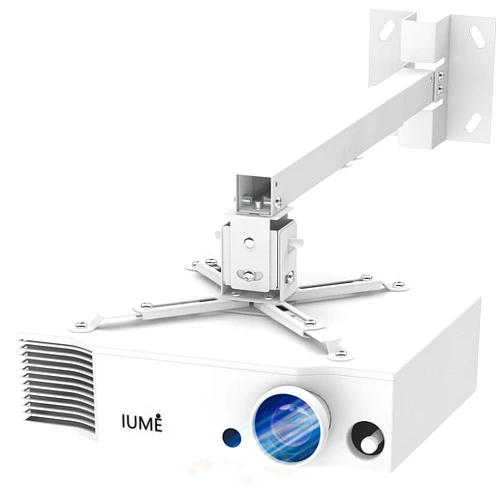IUMÉ White Projector Mount, Extending Wall Ceiling Projection Bracket Height Adjustable Projection, 44 pounds Load Capacity with Universal Mounting for Most Projectors
