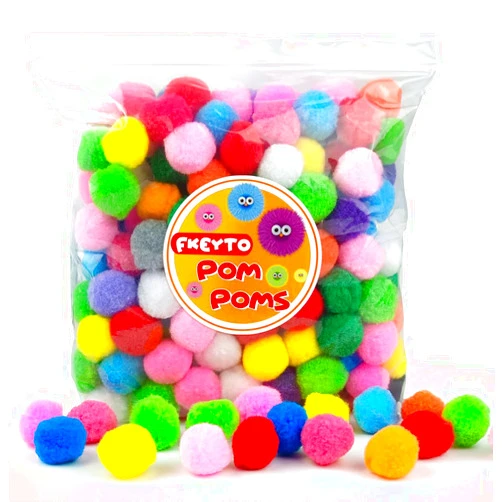 FKEYTO 200 Pieces Pom Poms, 1 Inch Craft Pom Poms, Fuzzy Pompom Puff Balls for DIY Arts, Crafts Projects, Home Decorations (Multi-Colored)