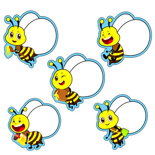 Zonon 45 Pieces Bees Cut-Outs Accents Paper Cutouts Bee Theme Greeting Cutouts Name Tags Labels Bulletin Board Classroom Decoration for Teacher Student Back to School Party Supplies 5.5 x 5.5 Inch