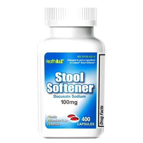 HealthA2Z® Stool Softener | Docusate Sodium 100mg | Red & White Capsules | Dependable | Gentle Constipation Relief (400 Counts)
