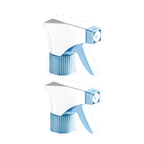 DOMPEL Trigger Sprayers valves, color blue, thread 28/410, made with stainless steel springs and glass balls, with spray and stream Model 101D. (Spray heads only, bottles not included) (2)