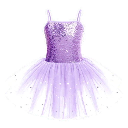 IDOPIP Toddler Kids Girls Sequins Camisole Ballet Dance Dress Glitter Stars Tutu Skirted Leotard Ballerina Dancewear Costumes