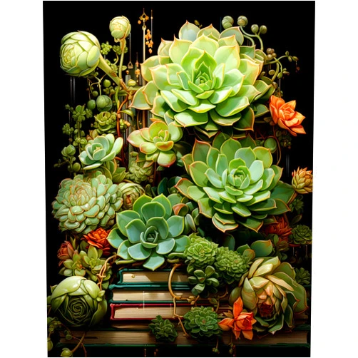 DIYDECORFUN Succulents Diamond Art Painting Kits for Adults 5D Diamond Dot Full Round Gem Art for Beginners Plant Paint with Diamonds Flowers Crystal Beads Painting Arts for Home Decor 12x16 Inches