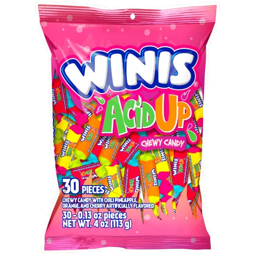 Winis Sour & Spicy Variety Bag Chewy Candy – Taffy Candies 50 individually wrapped pieces - Size 4 Oz Candy Variety Bag