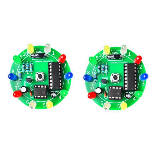 Cluksik 2Pcs Soldering Practice Kit, CD4017 NE555 DIY Lucky Wheel LED Circuit Board Project with Electronic Training Components, Fun STEM Solder Hobby Kit for Beginners and Entry-Level Makers