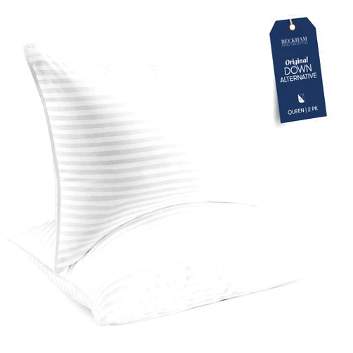 Beckham Hotel Collection Bed Pillows Standard / Queen Size Set of 2 - Down Alternative Bedding Gel Cooling Pillow for Back, Stomach or Side Sleepers