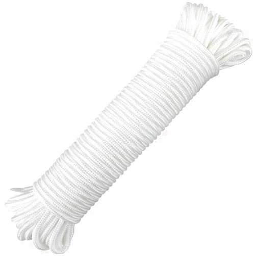 FANGYUAN 90 ft f 1/4 inch (7mm) Nylon Poly Rope Cord Flag Pole Polypropylene Clothes Line Camping Utility Good for Tie Pull Swing Climb Knot (White)