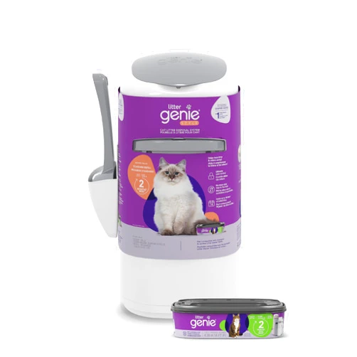 Litter Genie Style Pail Cat Litter Box Waste Disposal System for Odor Control Includes 1 Square Refill Bag