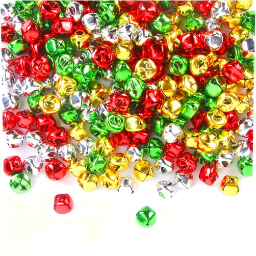 Augshy 120 Pieces Jingle Bells 3/5 Inch Craft Bell Bulk for Christmas Home and Pet Decorations Xmas Decor Party Favors Supplies (Gold Silver Red Green)