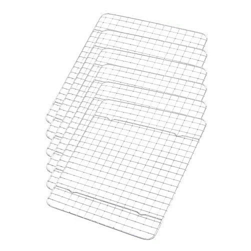 Kitchen kemistry Stainless Steel Cooling Rack Size - Small, 8 x 11.75 Inches, Dishwasher-Safe, Oven Safe, Cookie Cooling Racks for Baking & Cooking - Pack of 6